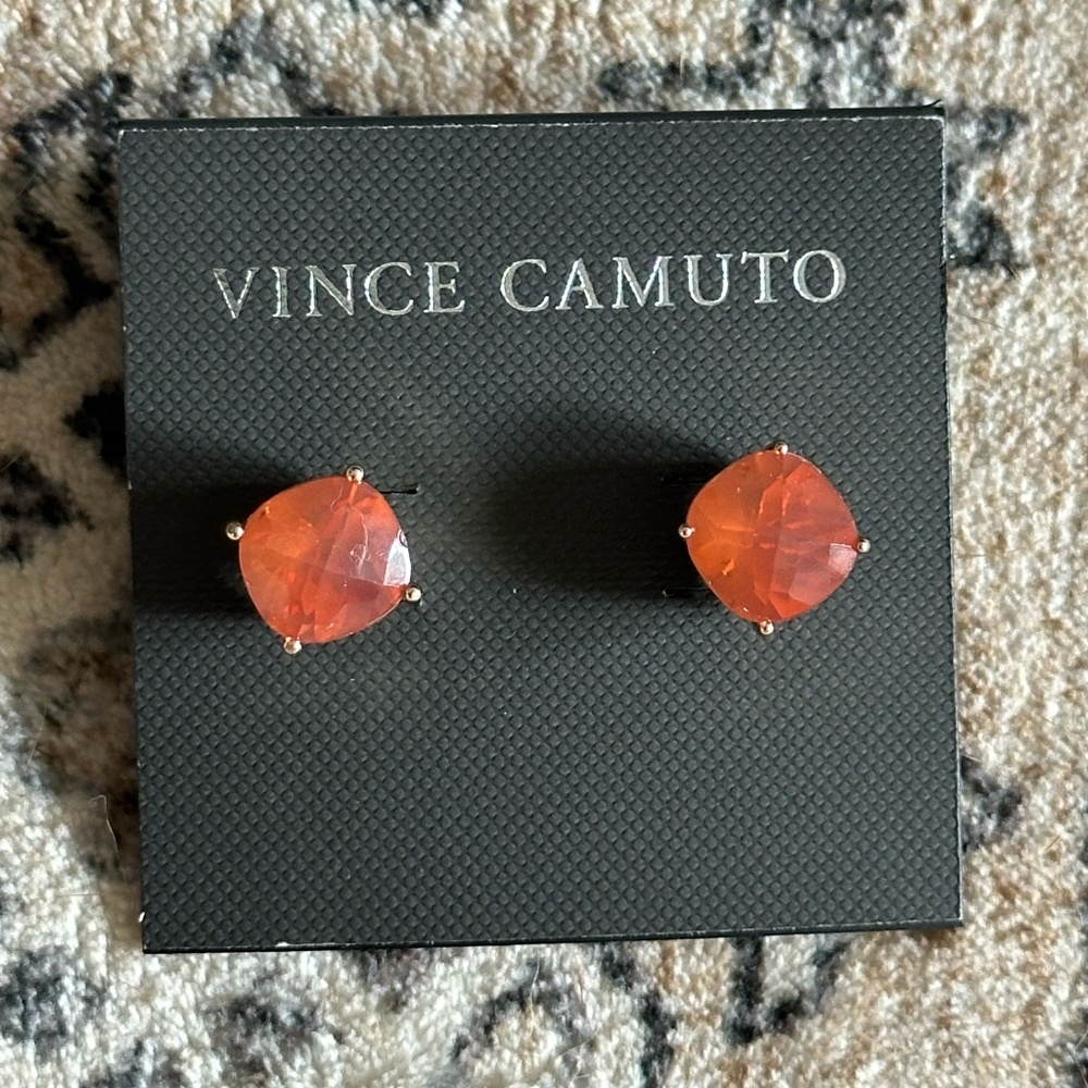 Vince Camuto NWOT Orange Gumdrop Square Post Backs Earrings Halloween
